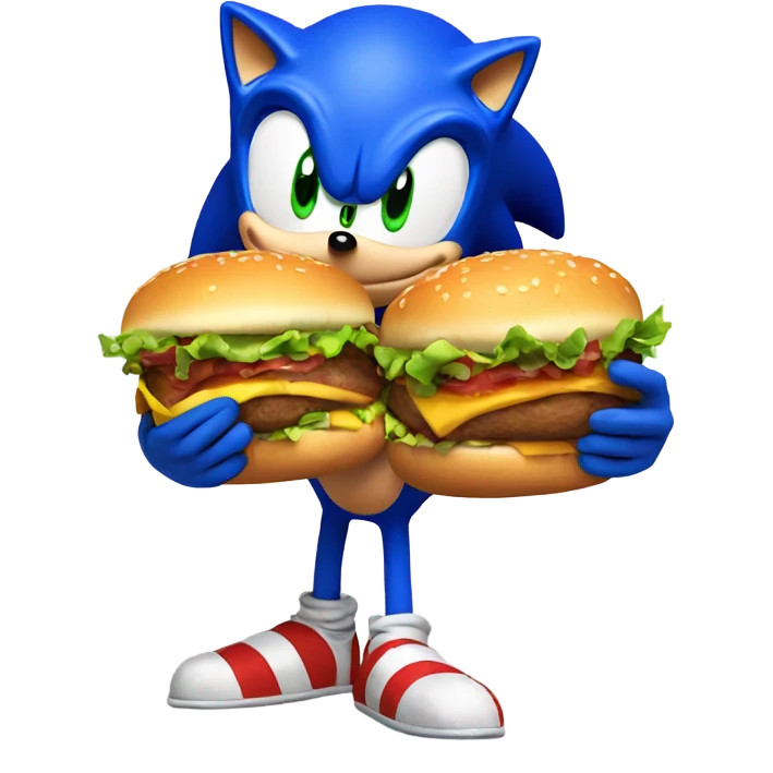 sonic the hedgehog holding one burger emoji