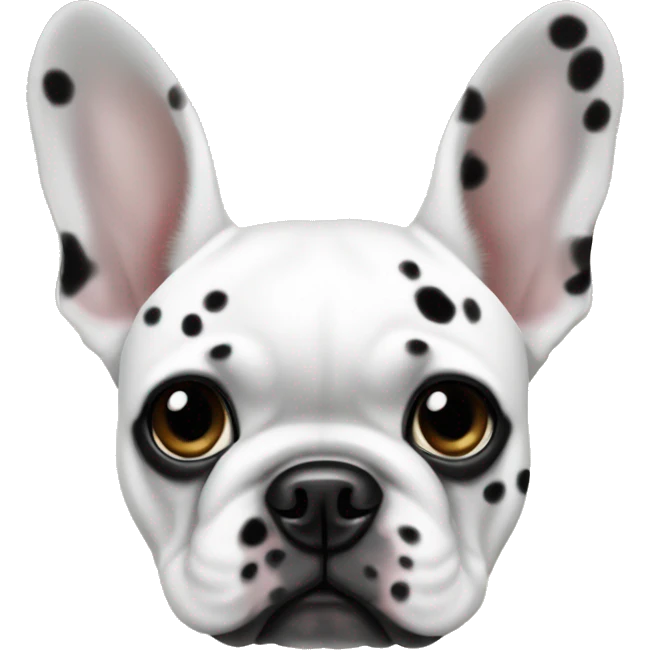 white french bulldog with black spotted ears emoji