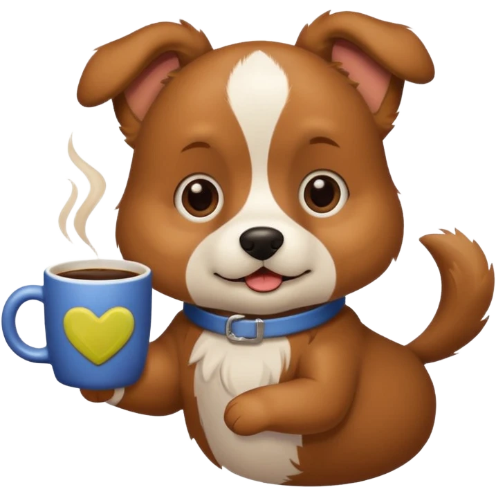 Dog with a cup of coffee emoji