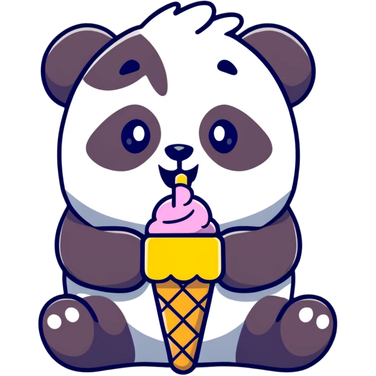 Panda eating ice cream emoji