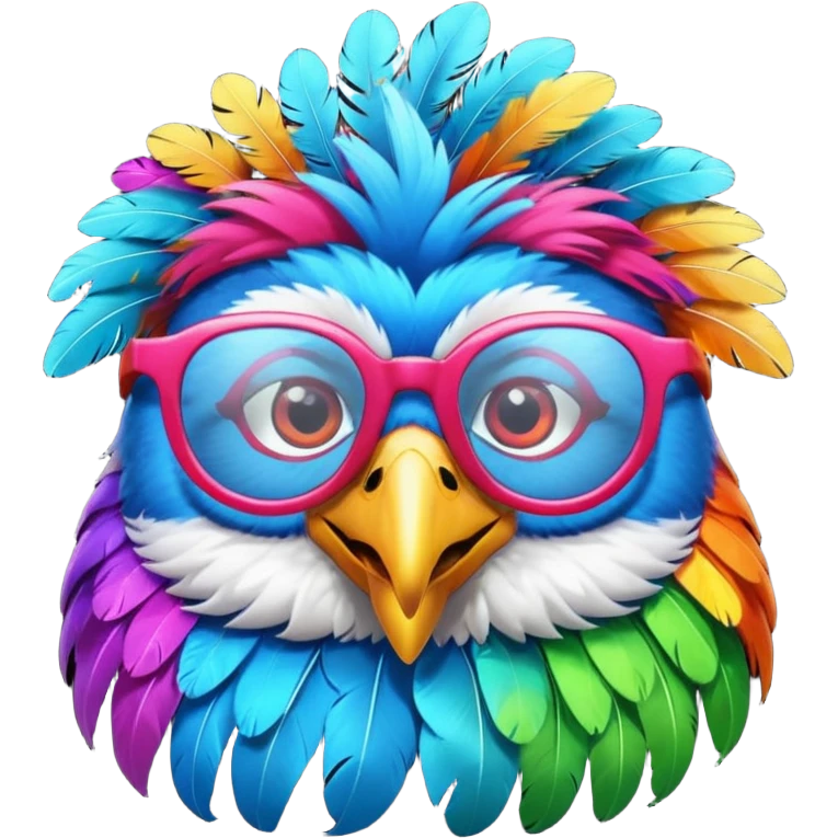 cool colorful bird with glassess emoji