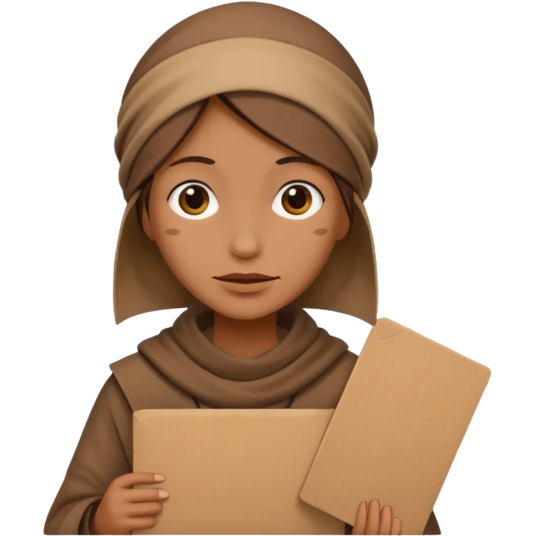 begger woman with holding  a pancart emoji