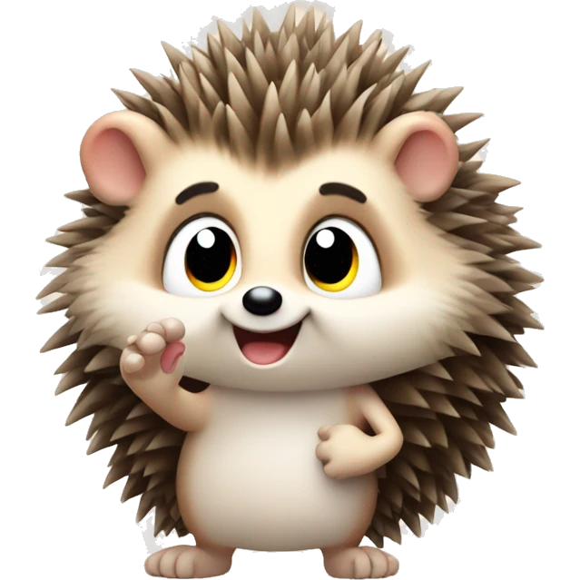 Cute little hedgehog waving his paw emoji