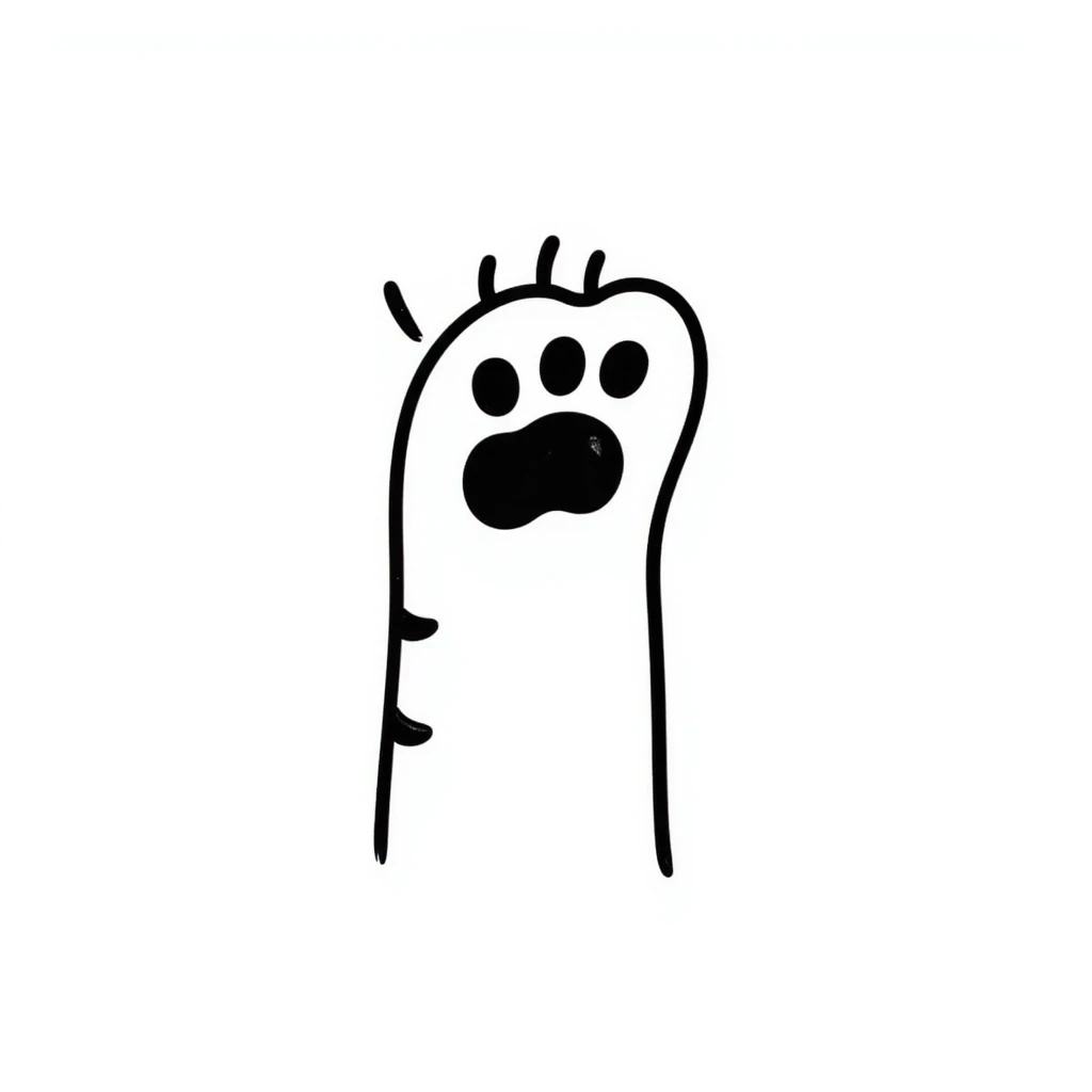 simple sketch of a cat's foot with toe beans emoji