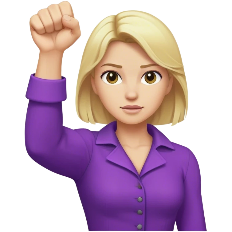 Blonde lady’s fist raising with purple clothes emoji