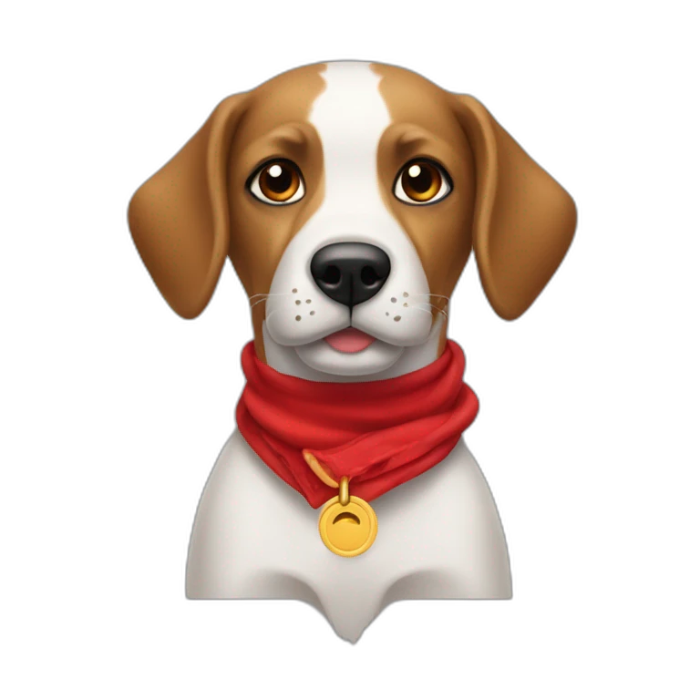 Perro con pañuelo rojo en el cuello emoji