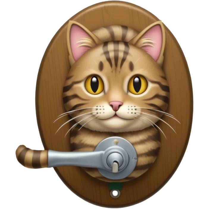 A "bobtailed" striped cat turning a doorknob emoji