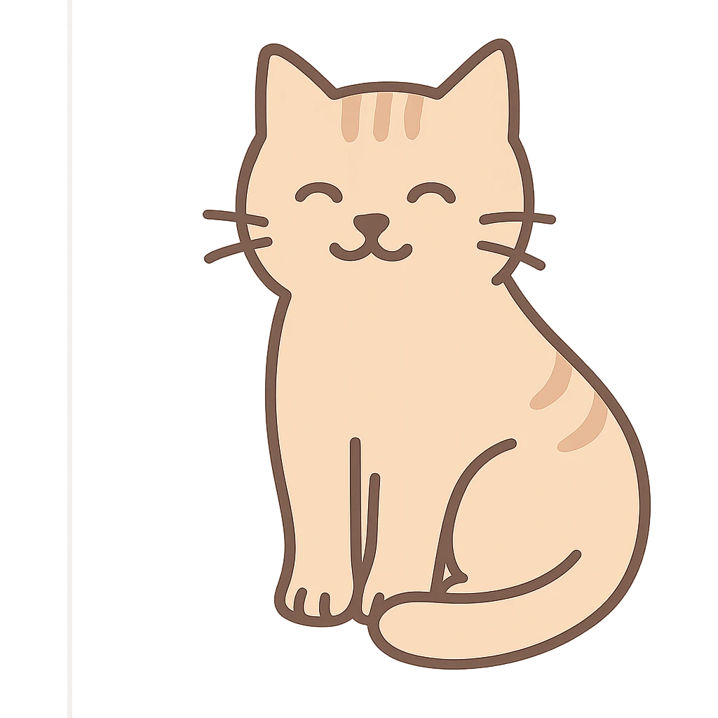 A friendly cat sitting with its tail wrapped around its paws, with soft curves and minimal details. Simple and adorable. emoji
