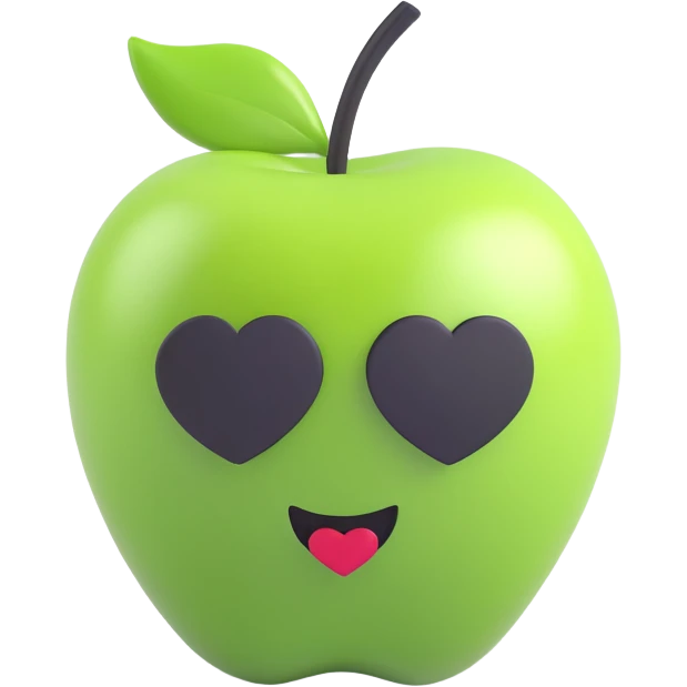 green apple emoji with a black heart in the middle, no text emoji