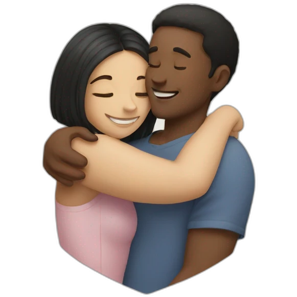 white guy is hugging a girl emoji