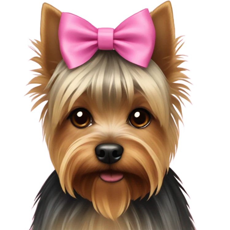 yorkshire terrier with pink bow emoji