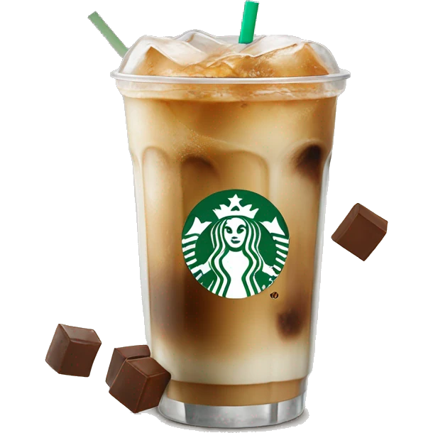 Starbuck ice coffee with ice cubes emoji