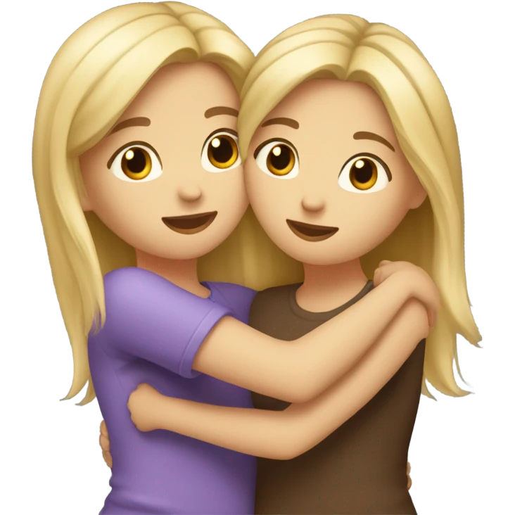 Blonde and brown hair girl hugging  emoji