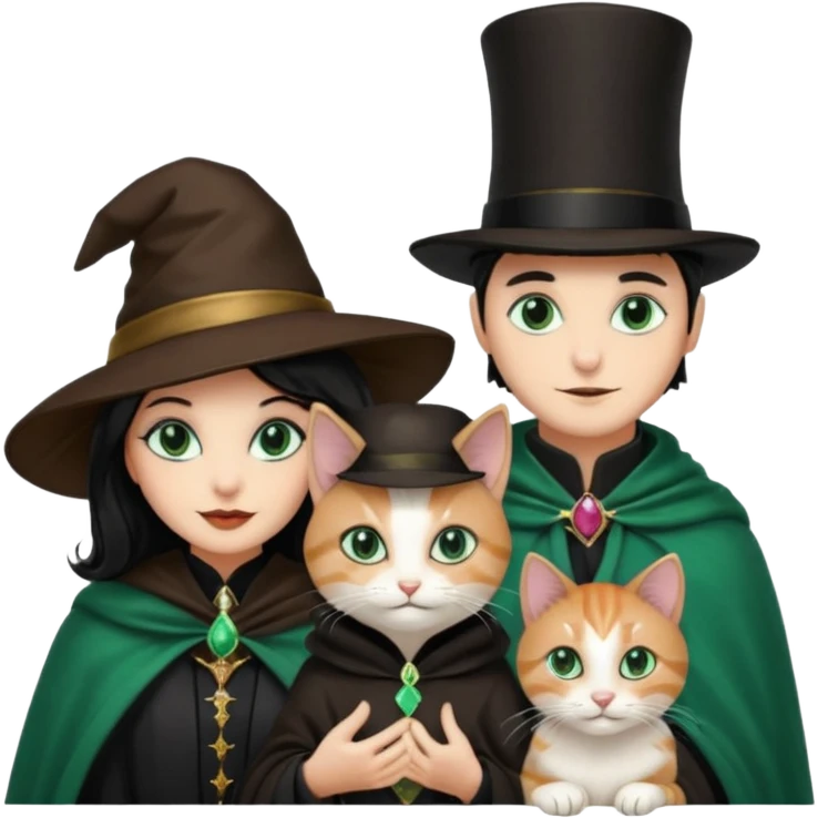magician couple and their pet cat emoji