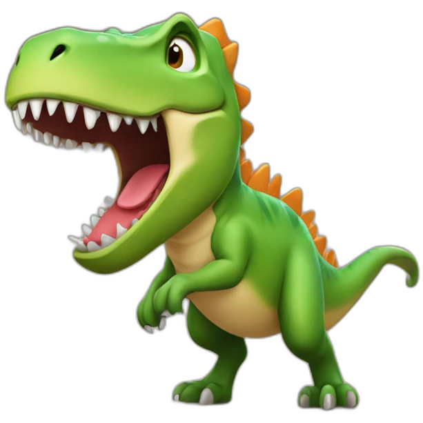 Un chat pourchassé par un dinosaure emoji
