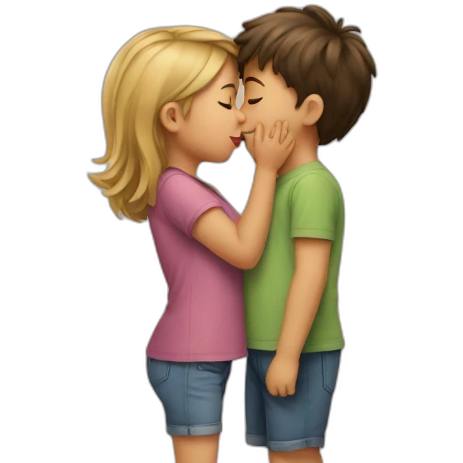 Kids kissing emoji