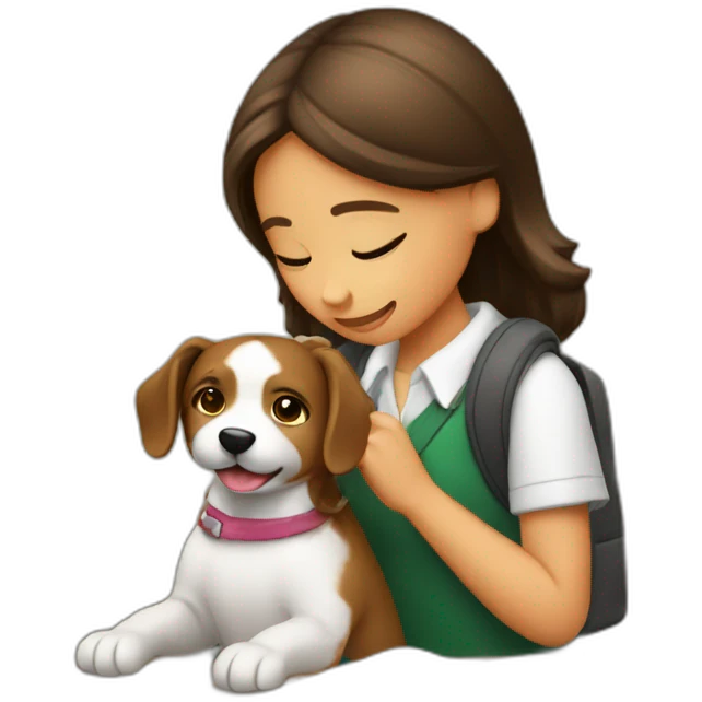Niña estudiando su perro emoji