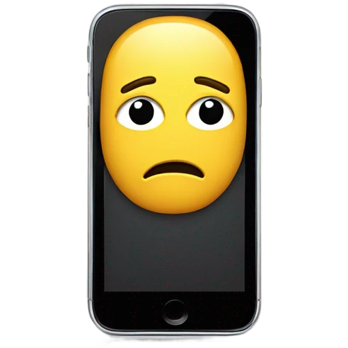 A bored emoji face holding a phone by its head that says face time emoji