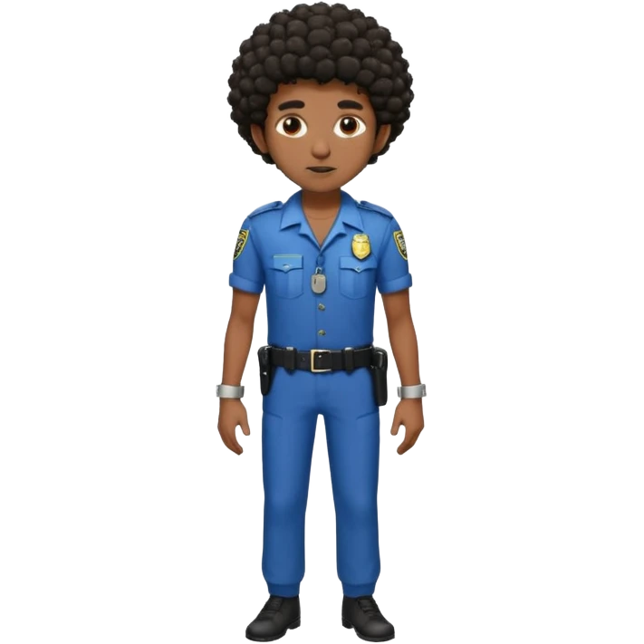 Make a dirty Indian with a short Afro that is curly hair getting arrested. Make the Indian skinny too. Give him a it support outfit not a police uniform emoji