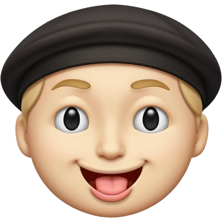 A cartoon-style emoji face with a backwards black cap, winking with the left eye and sticking the tongue out to the left. The expression is playful, cheeky, and confident, with raised eyebrows adding to the fun vibe.
 emoji
