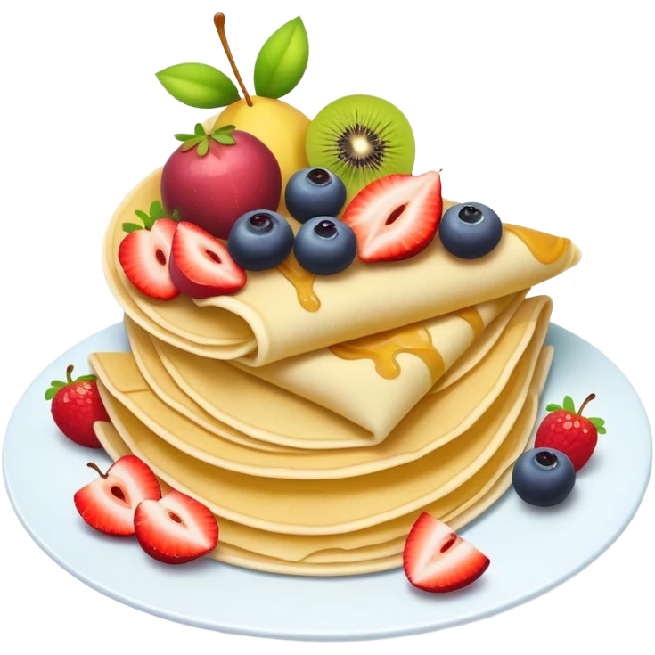 Crepe with fruit toppings in emoji style emoji