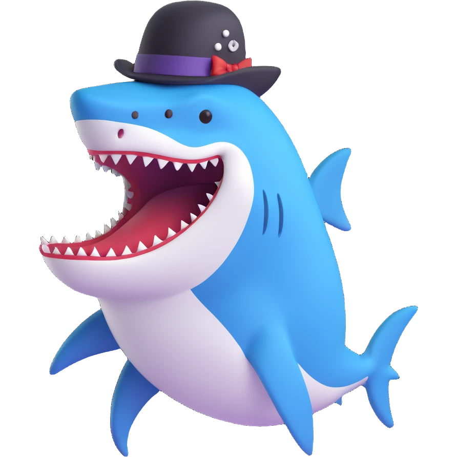 shark wearing a top hat emoji
