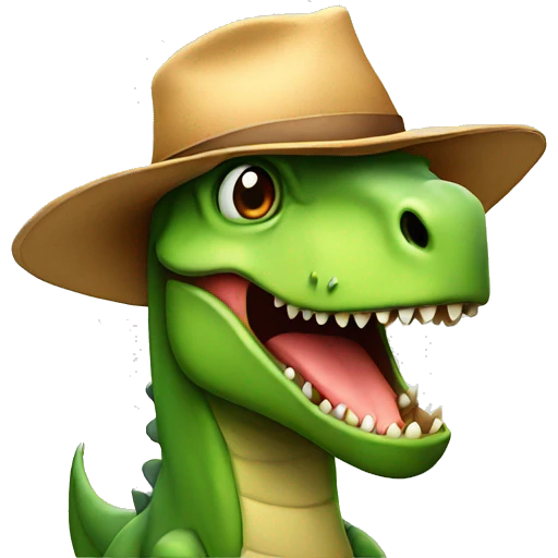 dinosaur with a hat emoji