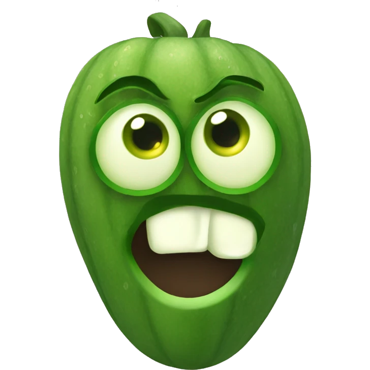 Mad emoji with cucumber eyes emoji