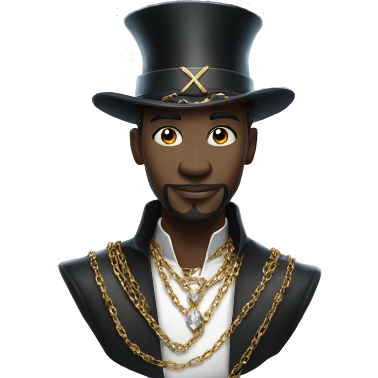 rich black magician, wearing diamond chains emoji