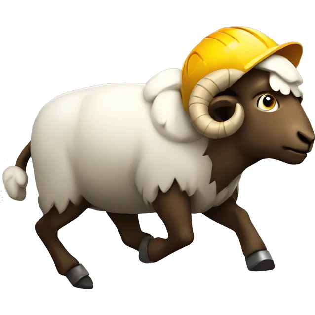 Ram running into a miner emoji
