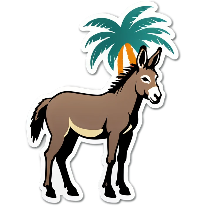 Donkey by a palm tree emoji