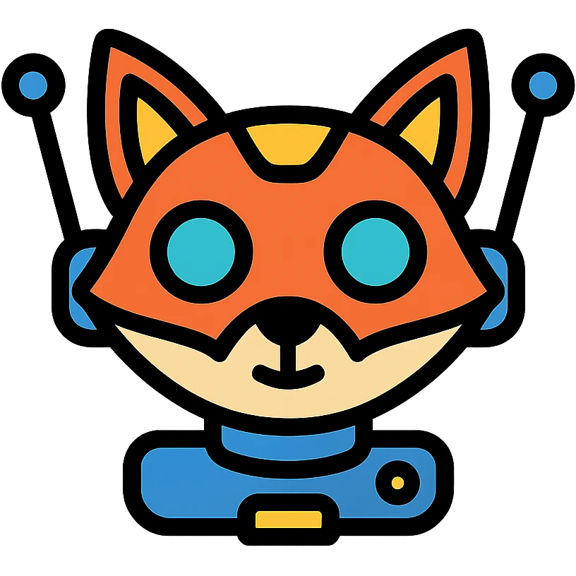 fox with a bot or robotic theme emoji