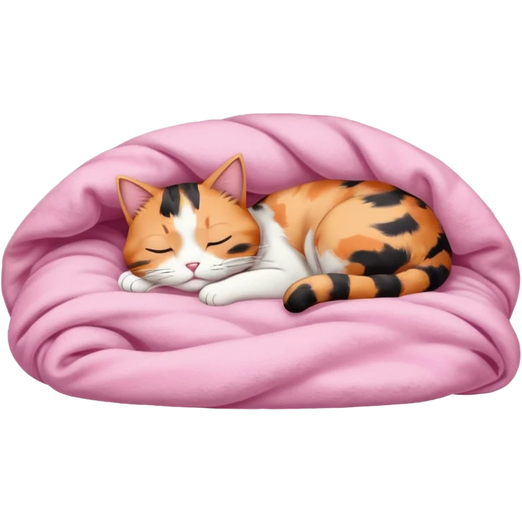 Calico Cat Sleeping Under A Pink Pastel Blanket  emoji