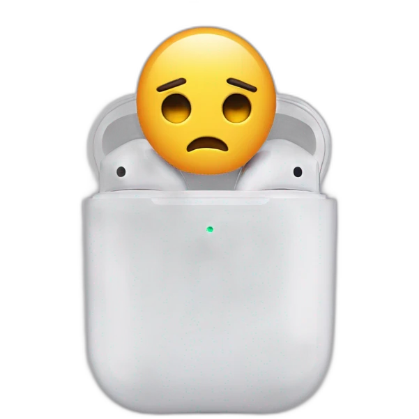 sad face with cross eyes, have airpods on ears emoji