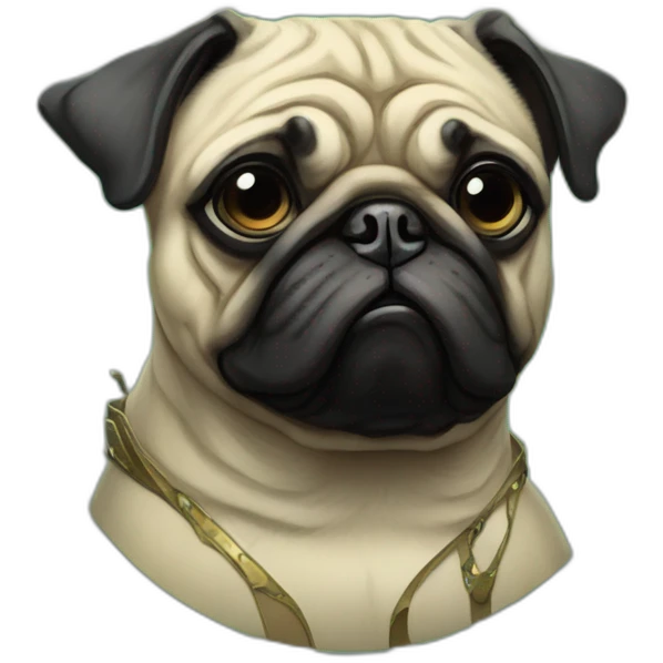 A cyberpunk pug in Art Nouveau style during 1910 emoji