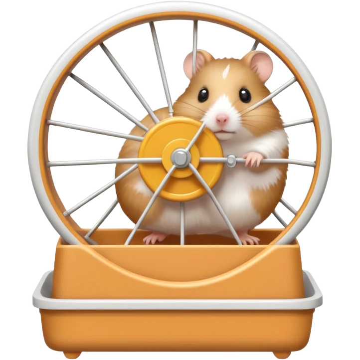 from front angle Hamster in plastic cage with hamster wheel emoji