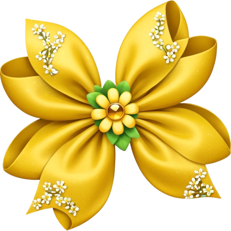 yellow flower bow with glitter emoji