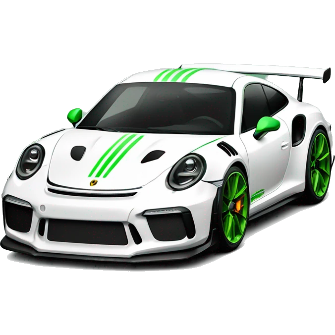 Create a 992.1 GT3 RS in white with green wheels and green details  emoji