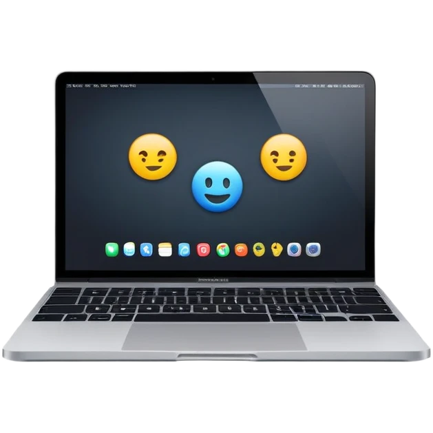 Online course on macbook dark laptop emoji