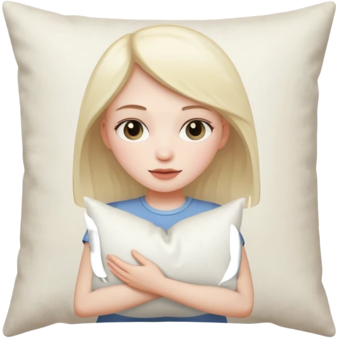 Girl holding pillow emoji