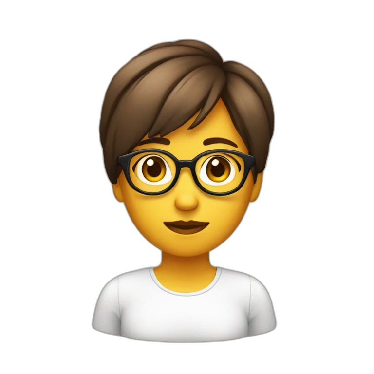 Chica pelo corto y marrón con gafas emoji