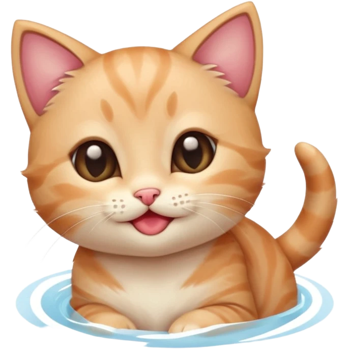 A kitten feeling a whirlpool of happiness. Blushing and feeling in love, grinning and smiling and making a kissy face. Something sweet and perfect to send to someone you love, not a familiar love something more deep and profound emoji