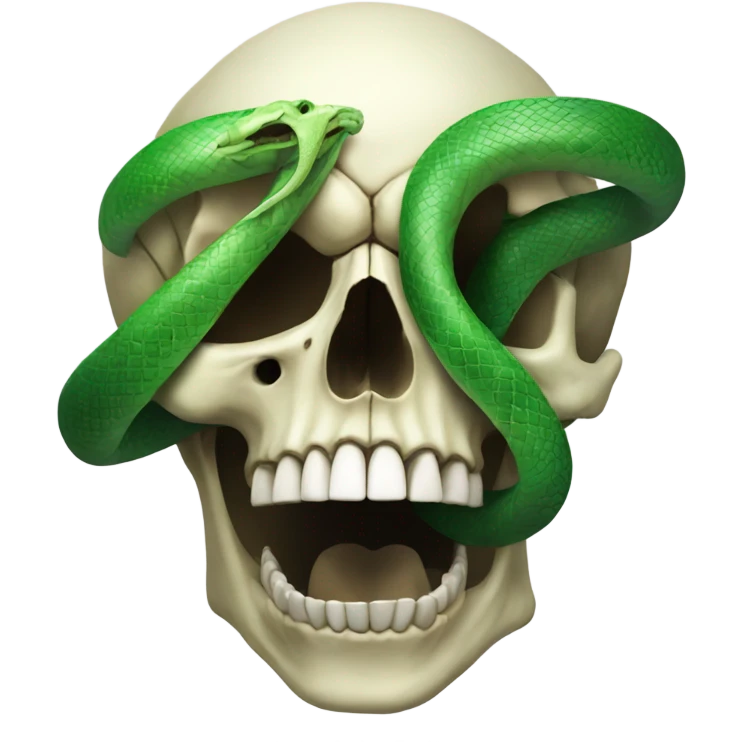realistic skull with open mouth green snake emoji