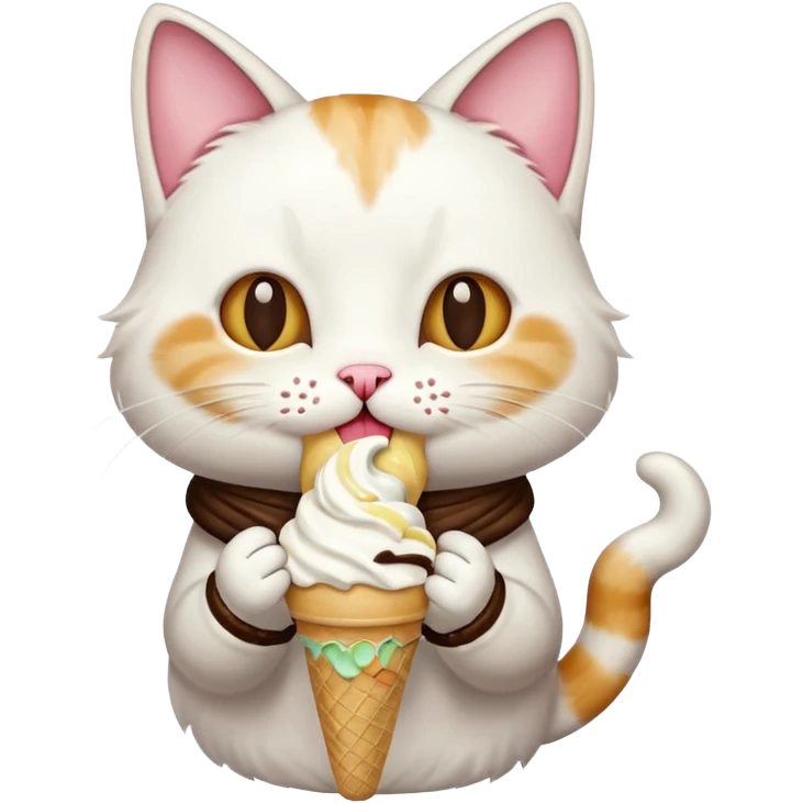Cat eating  ice cream emoji