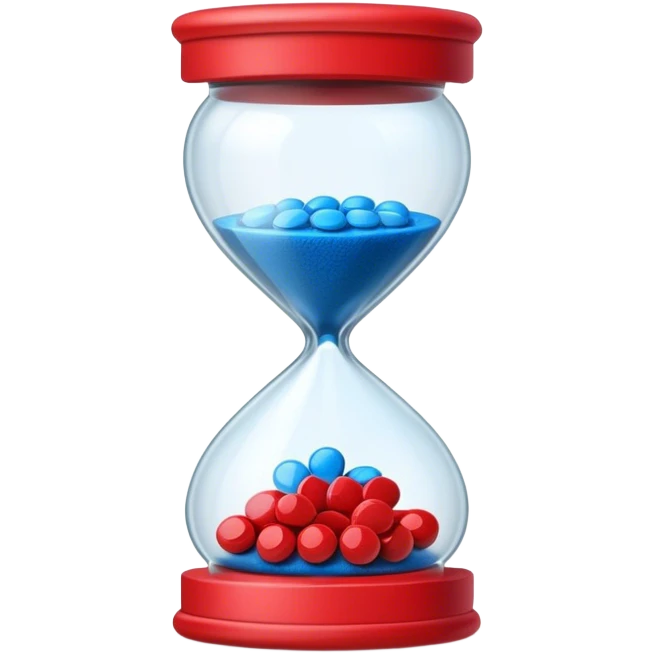 Sandglass with blue pills and red pills emoji