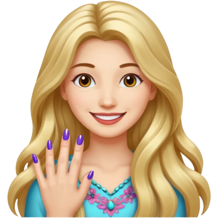 long haired woman nail art emoji