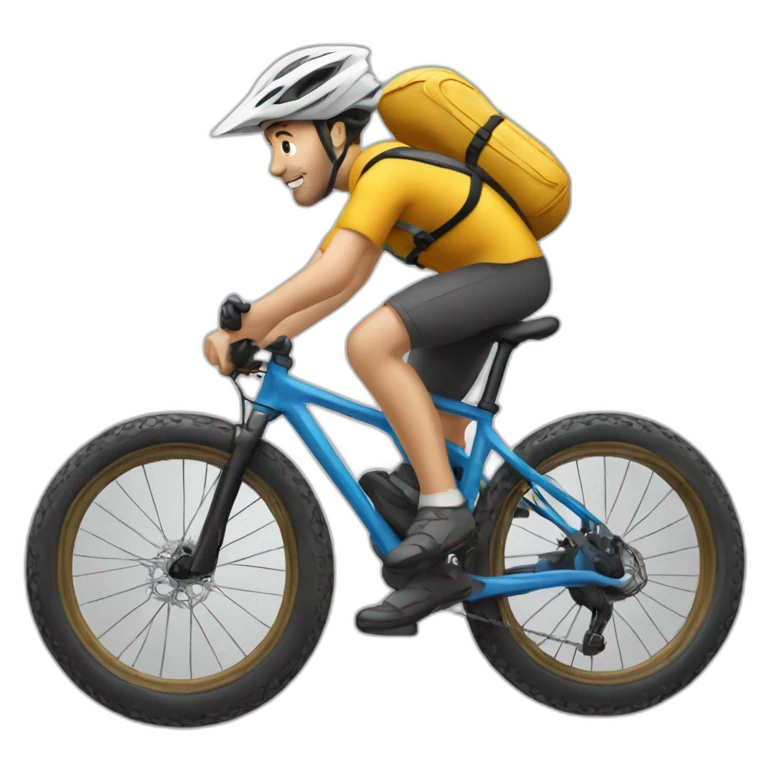 Un homme qui porte son VTT DH emoji