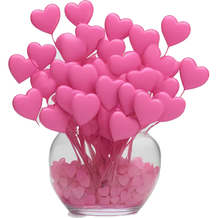 10000000 huge pink hearts on stems in a clear glass vase emoji