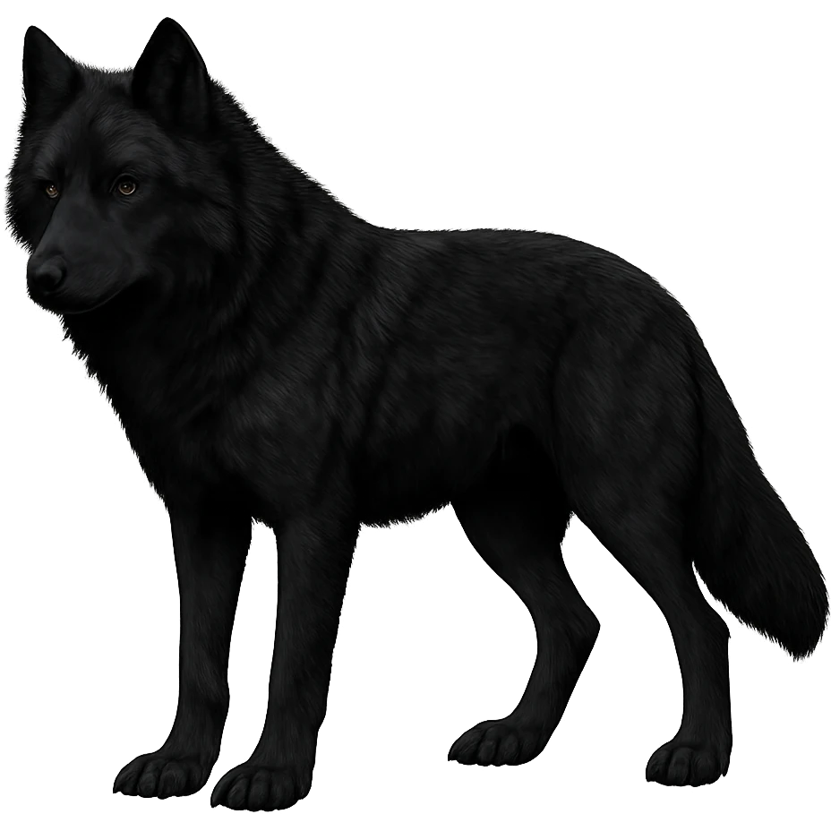 digital illustration of a black wolf, no background emoji