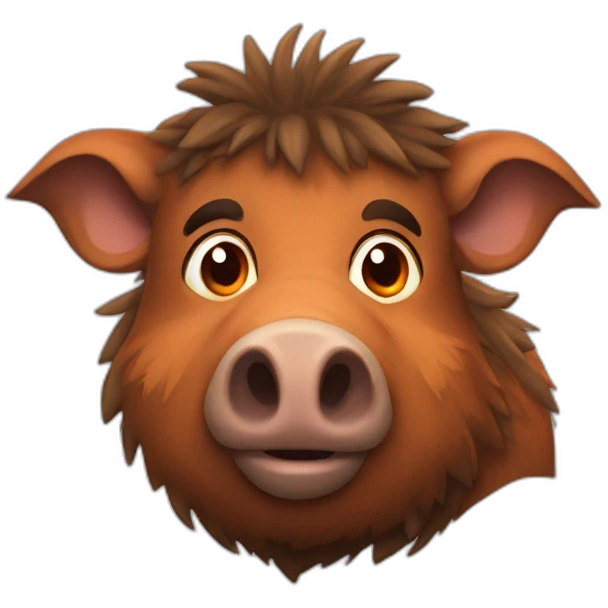 anthropomorphic brown boar with orange cheeks emoji